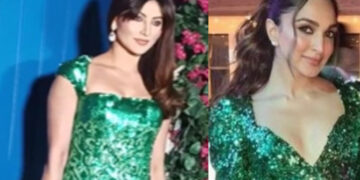 All That Shimmers is Our Gold: Actresses Urvashi Rautela and Kiara Advani dress alike in Shimmer dress - Who's Green is the Win?  