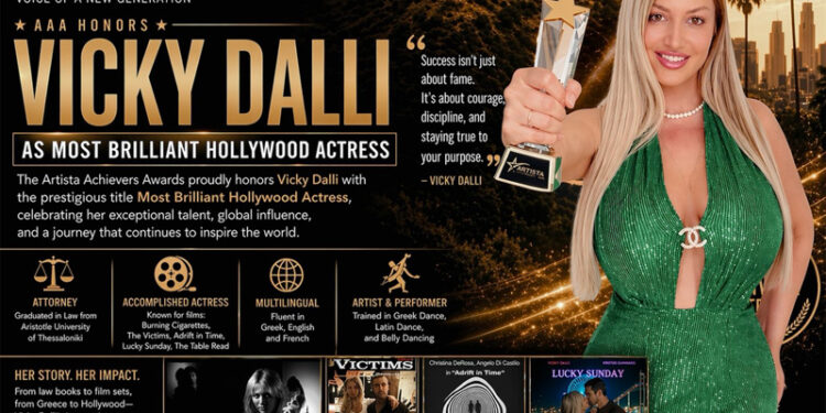 Artista Achievers Awards, Vicky Dalli, Most Brilliant Hollywood Actress